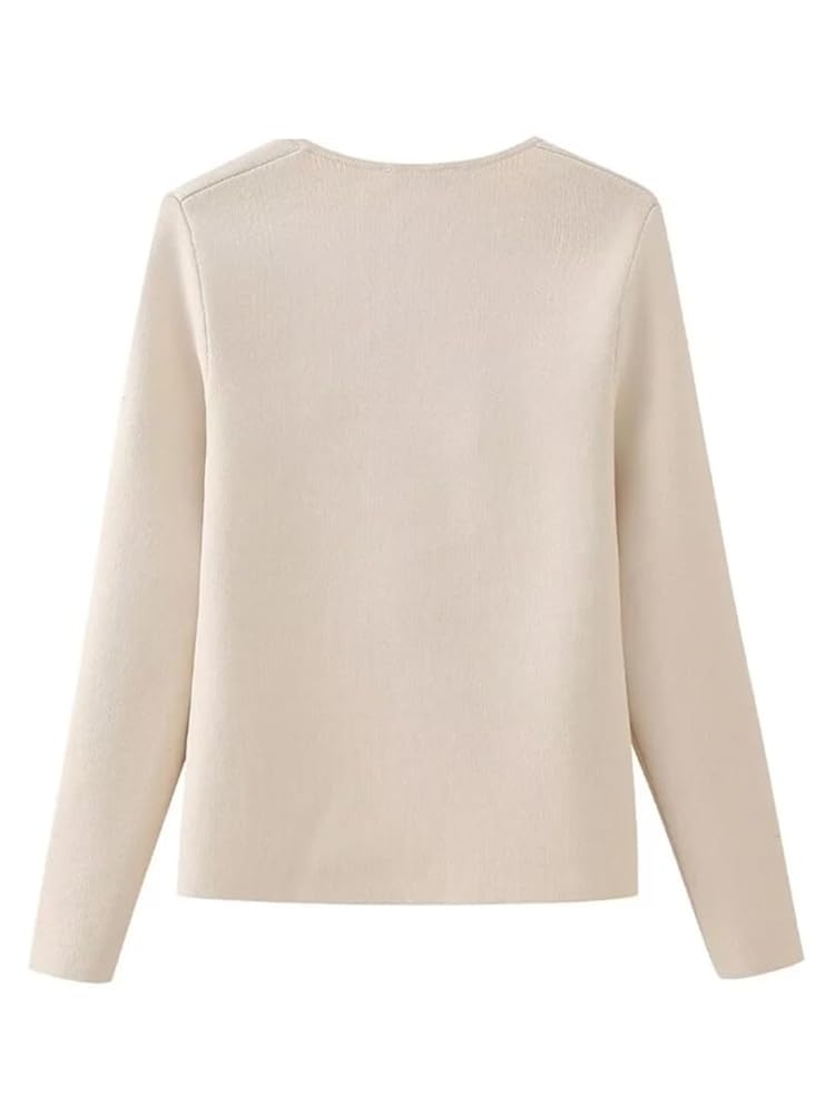 Women's Asymmetric Knitted Cardigan Jacket V Neck Short Slim